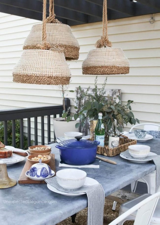 Rope Suspended Lights And Baskets