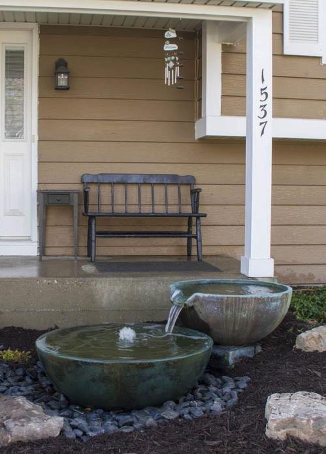 Stacked Stone Bowls, Cascading Water