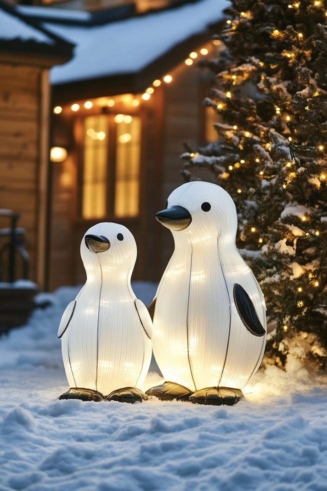 Glowing Arctic Animals Outdoor Living Display
