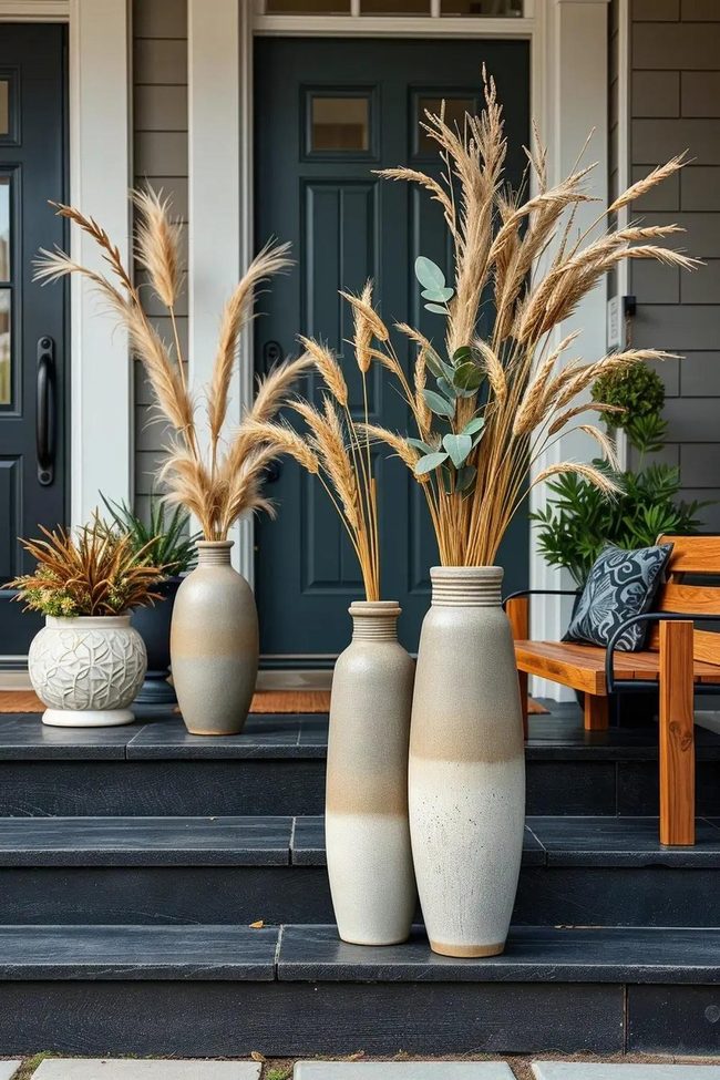 Tall Ceramic Dried Florals