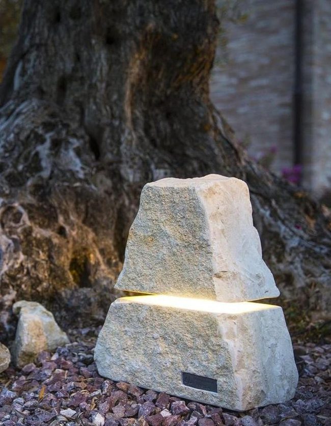 Stacked Stone Lamps Purple Gravel
