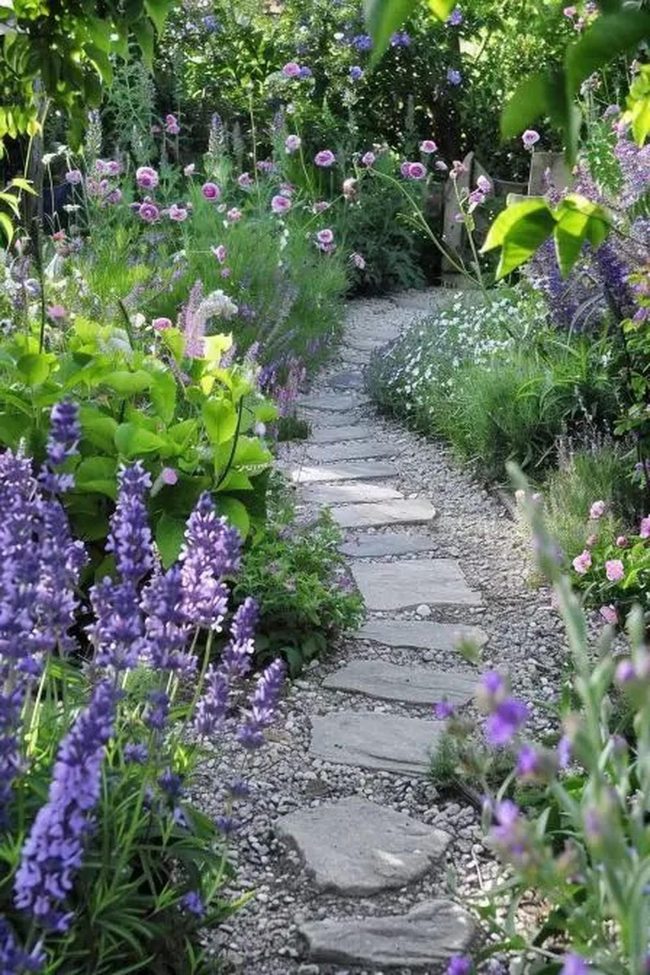 Purple Pink Blooms Garden Path