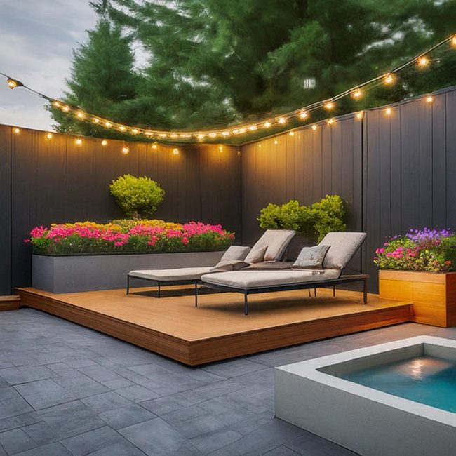 Modern Wooden Deck With Lounge Seating