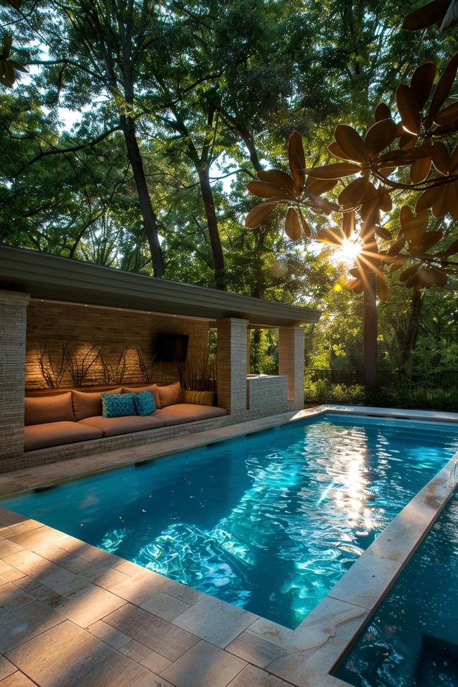 Poolside Lounging Furniture Arrangement Zones