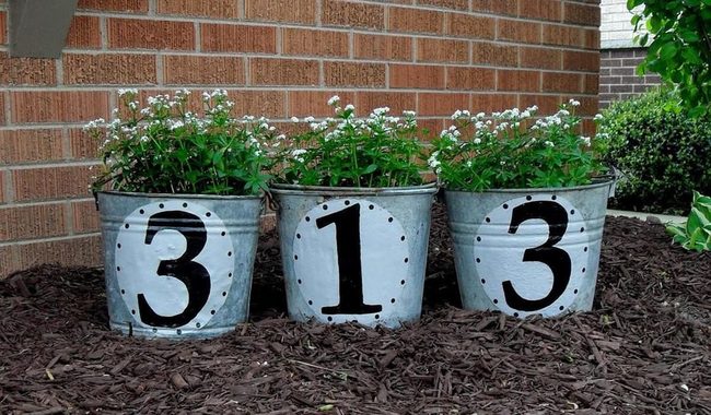 Tin Numbers Double Duty Planters