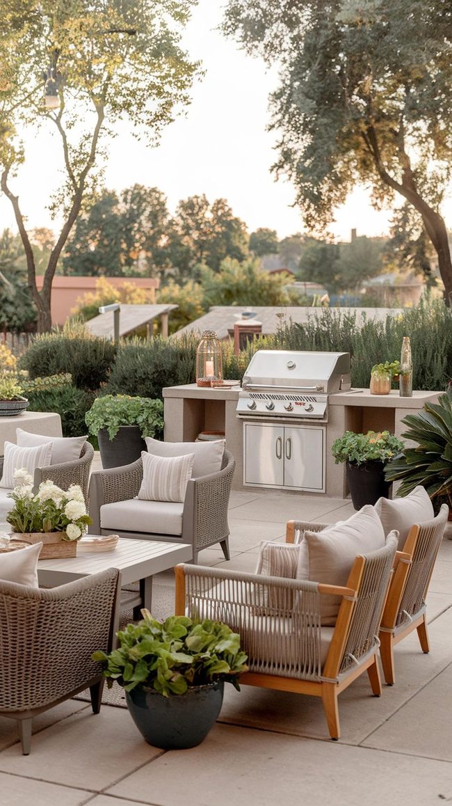 Weather-Resistant Wicker Gathering Spaces
