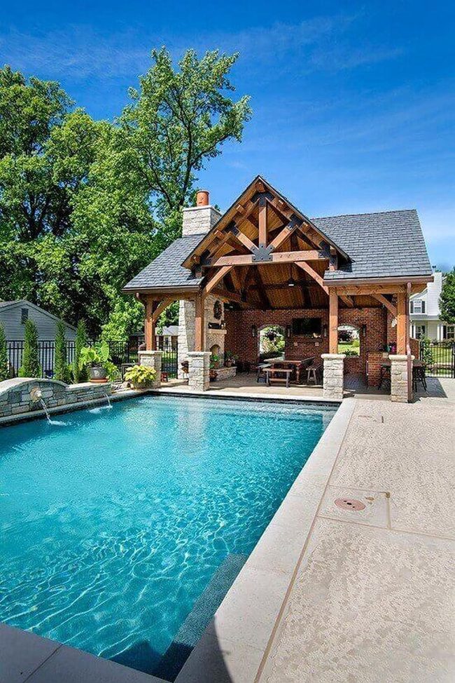 Wood Beams, Greenery, Poolside Gatherings