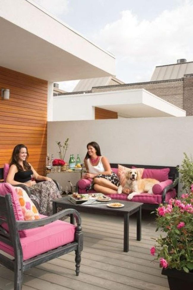 Pink Cushions White Patio Paradise