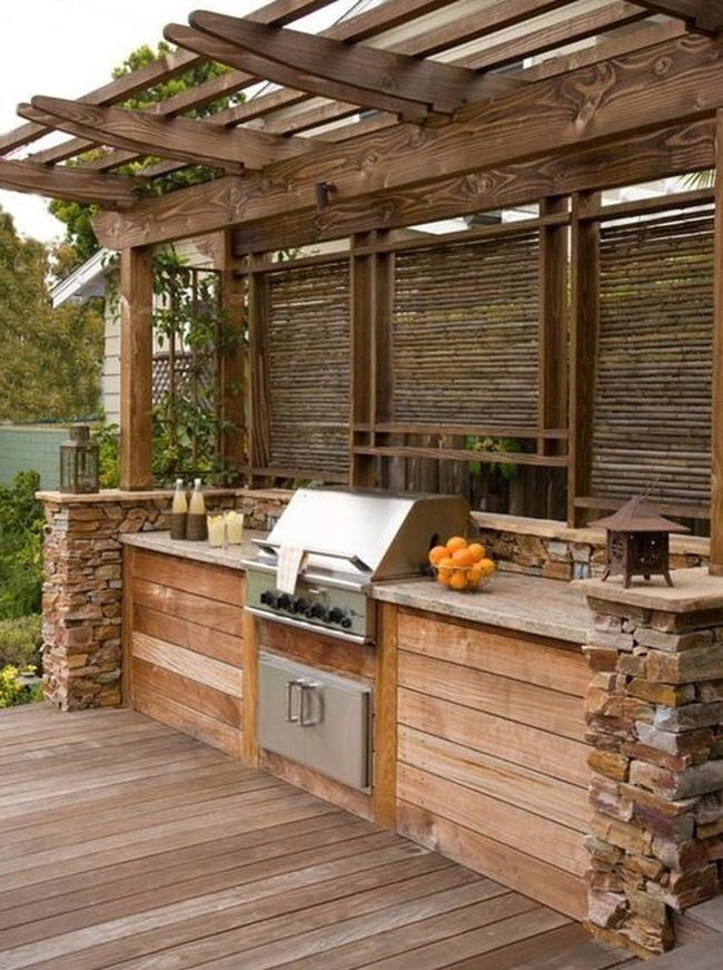 Wooden Pergola Outdoor Kitchen