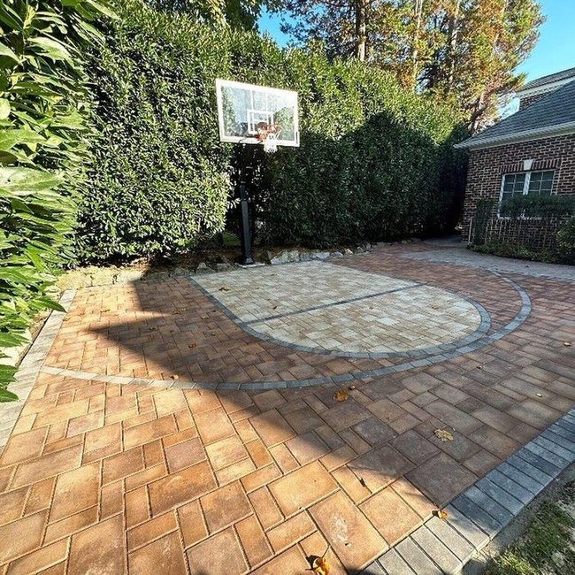 Warm Brick Court Framed Hedges