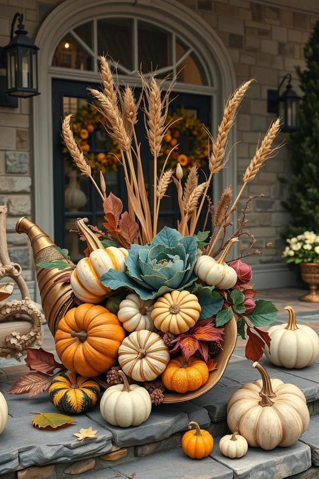 Ceramic Cornucopia Contemporary Harvest