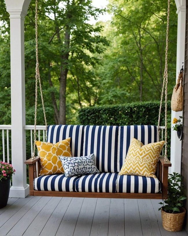 Navy and White Striped Swing