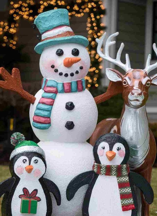 Foam And Wooden Winter Yard Figures