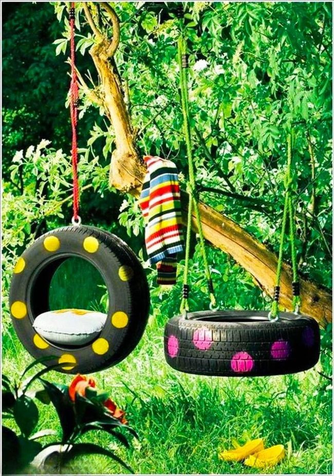 Colorful Tire Swings Garden Statement