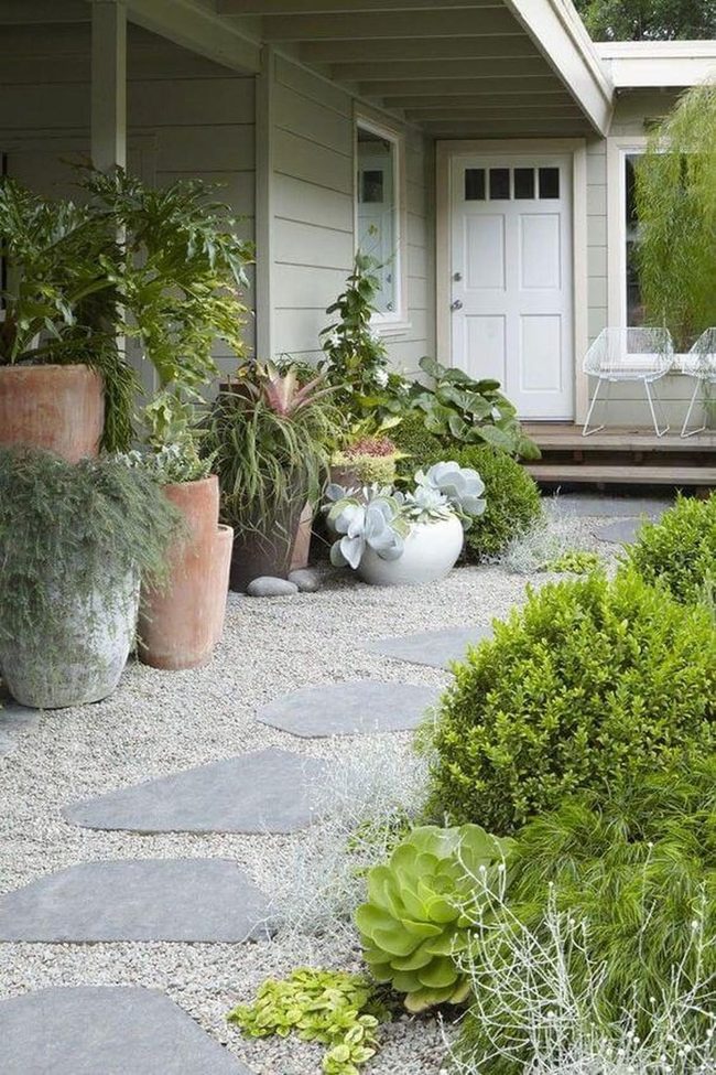 Succulent Planters Between Stepping Stones