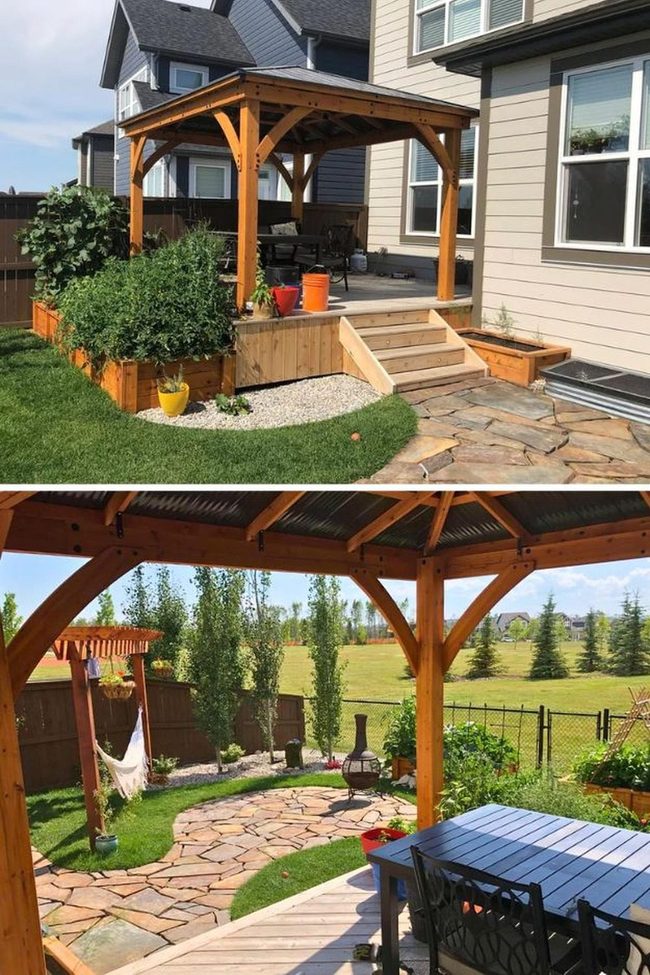 Gray Stone Backyard With Integrated Drainage