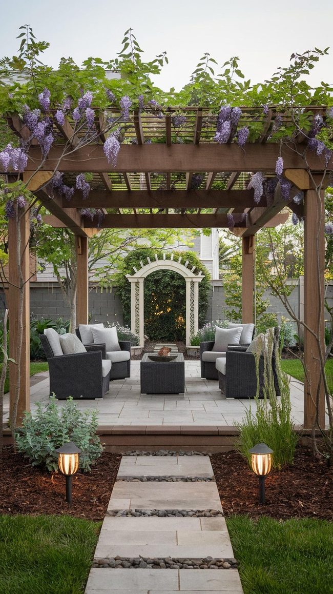 Flowering Vines Over Timber Beams