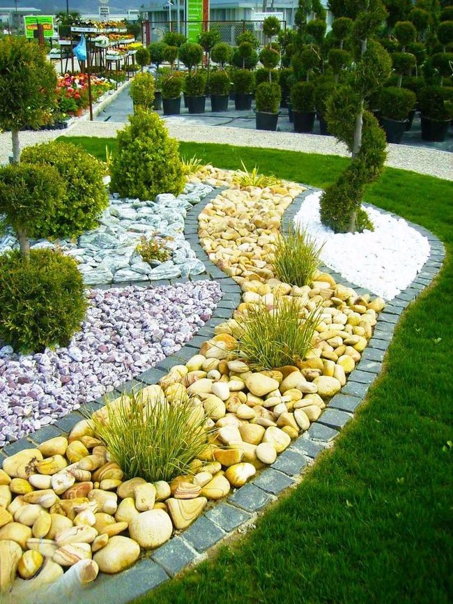 Colorful Stone River Through Green