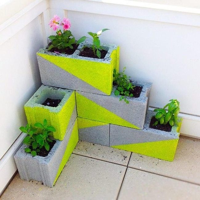 Yellow And Gray Stacked Planters