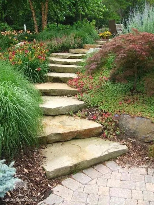 Layered Garden Stone Pathway Ascent