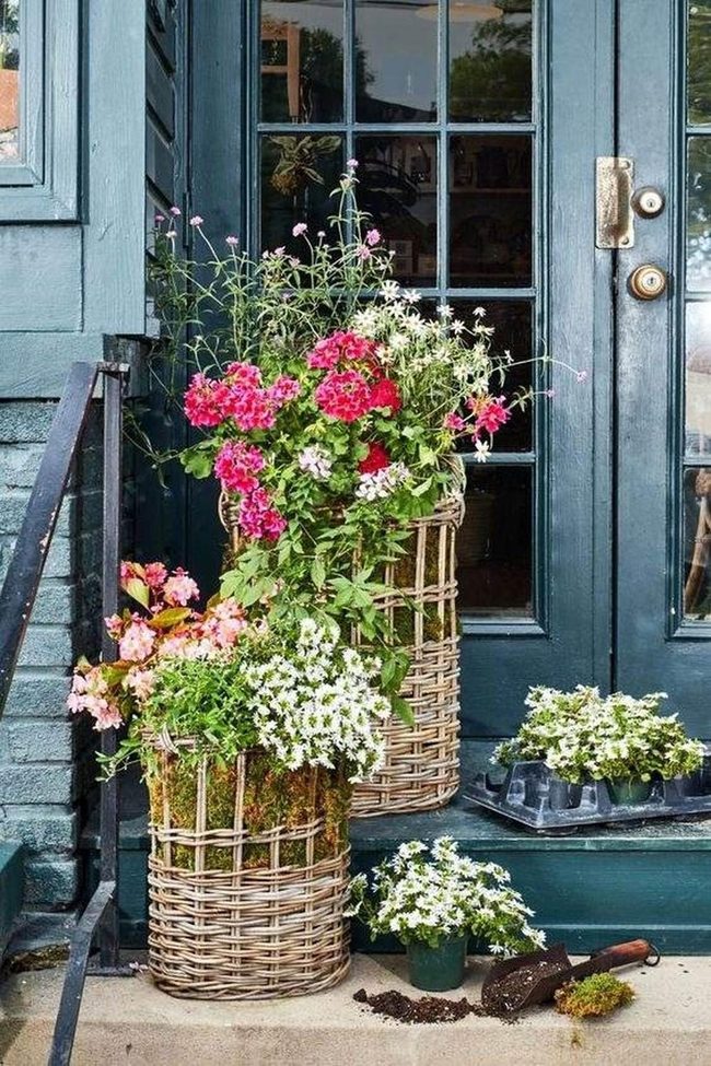 Blooming Baskets Frame Your Entrance