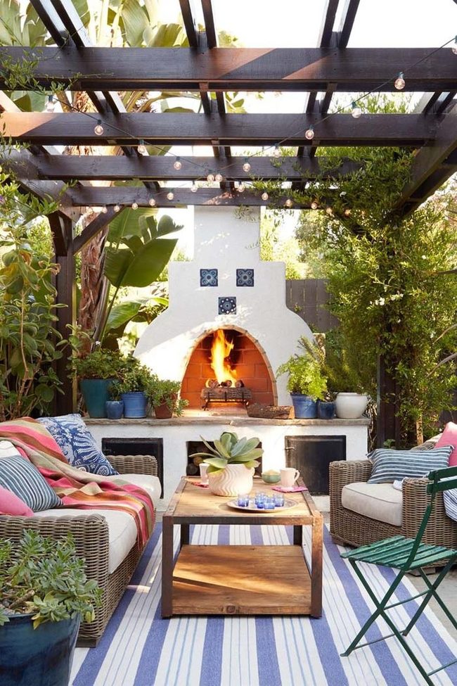 Backyard Retreat With Hanging Lights