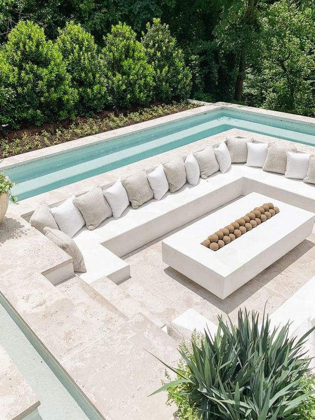 Light Stone Patio With Central Fire