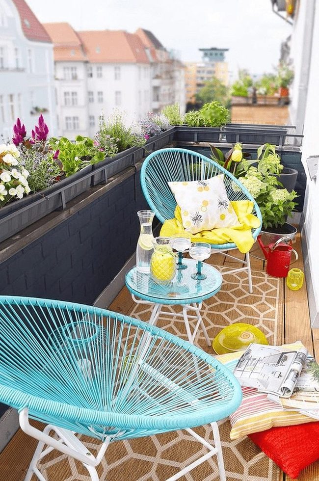 Blue Chairs Yellow Sunshine Balcony