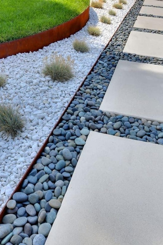 Stone Path With Dark Pebble Contrast