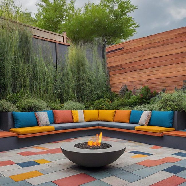 Paver Patio With Built-In Seating Wall