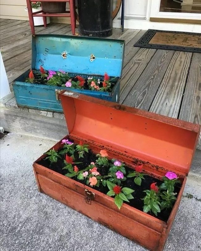 Weathered Toolboxes Blooming With Character
