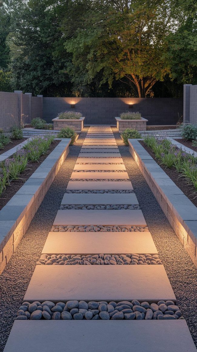 Stone Pathways With Modern Concrete Pavers