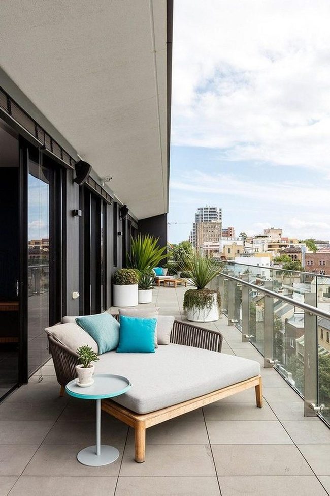 Bright Blue Balcony City Views
