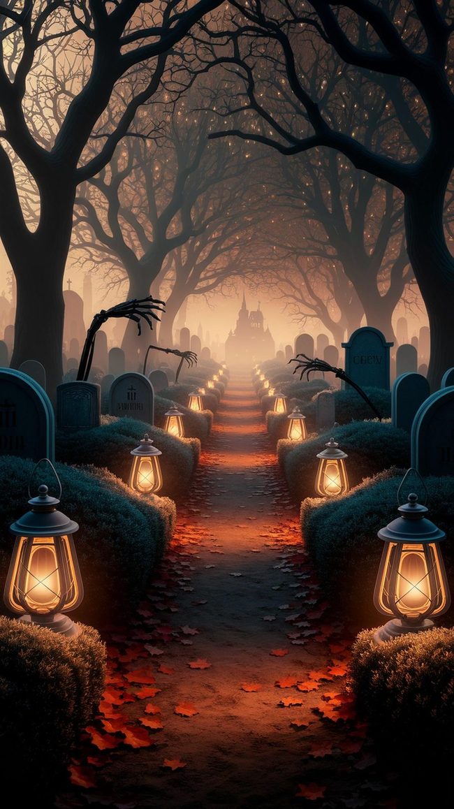 Glowing Path Through Skeleton Garden
