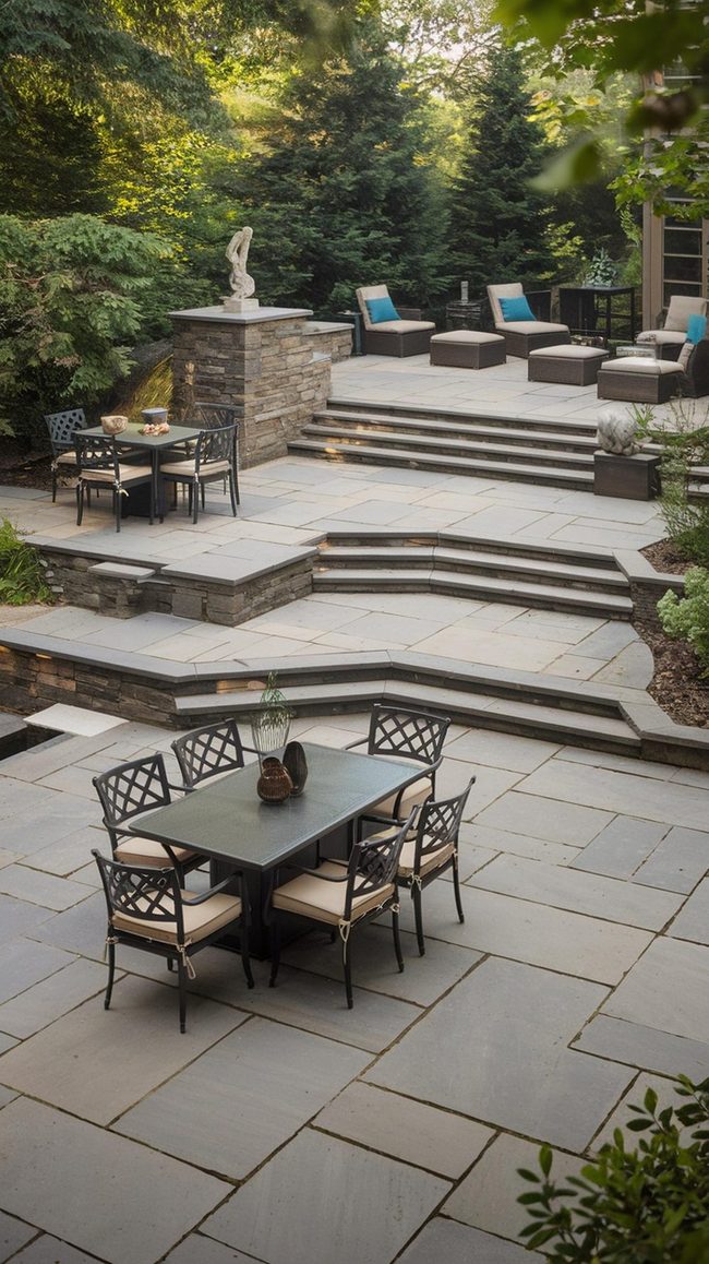 Flagstone Bench Patio Integration