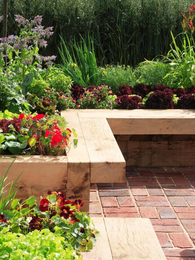 Wooden Bench Planter Hybrid