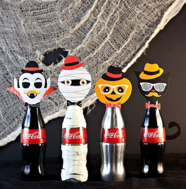 Painted Bottles Into Halloween Guardians