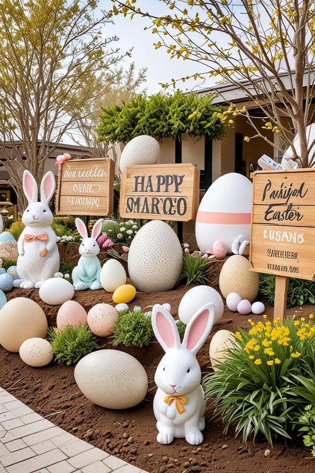 Oversized Painted Eggs Scattered Everywhere