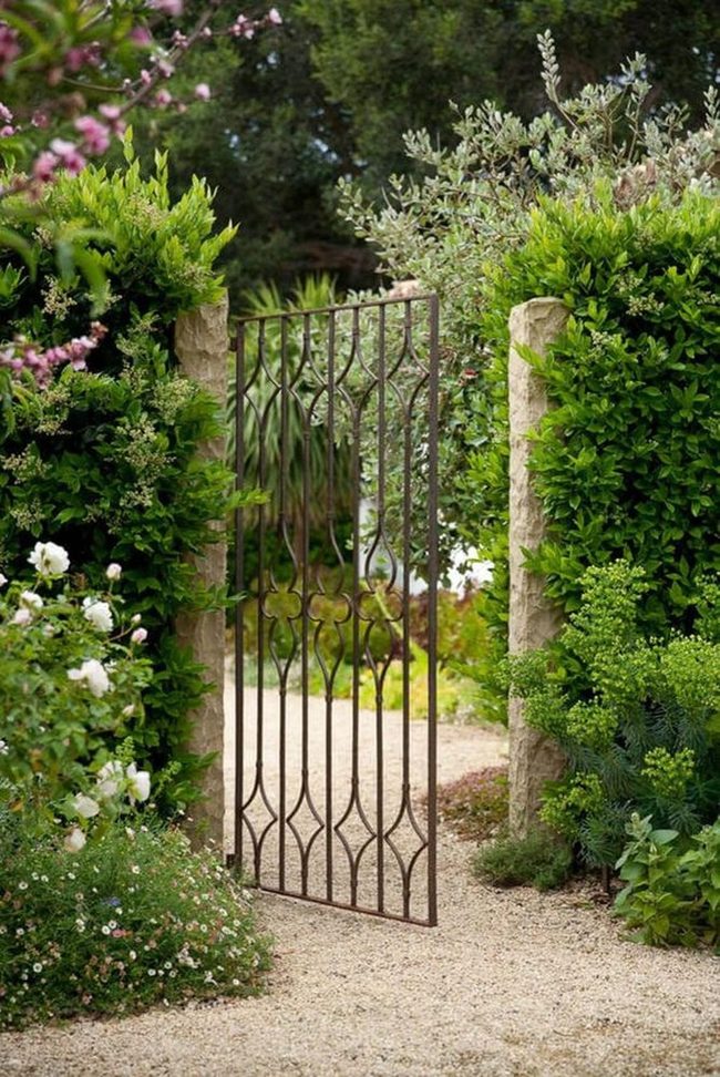Stone Gateway Through Flowering Green