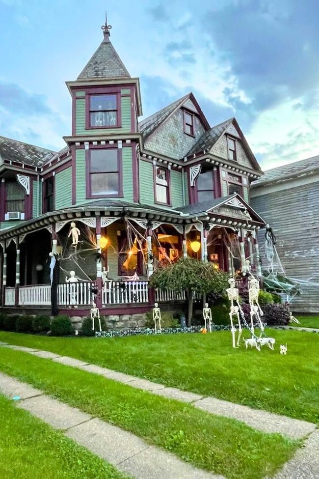 Victorian House Skeleton Window Display