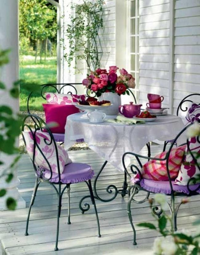 Sunlit Porch Pink Flowers Tea