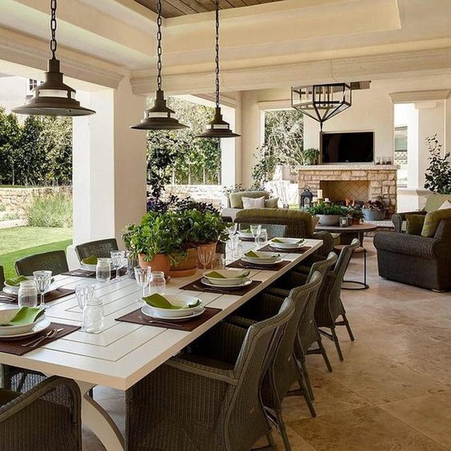 Metal Lights Over White Dining