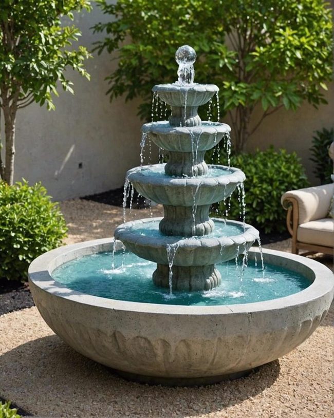 Gray Concrete Bubble Water Feature