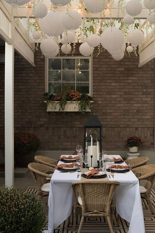 Hanging Paper Lanterns Overhead