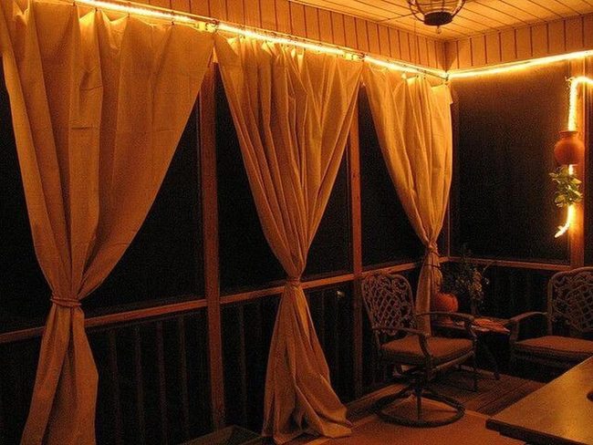 Draped Curtains With Fairy Lights