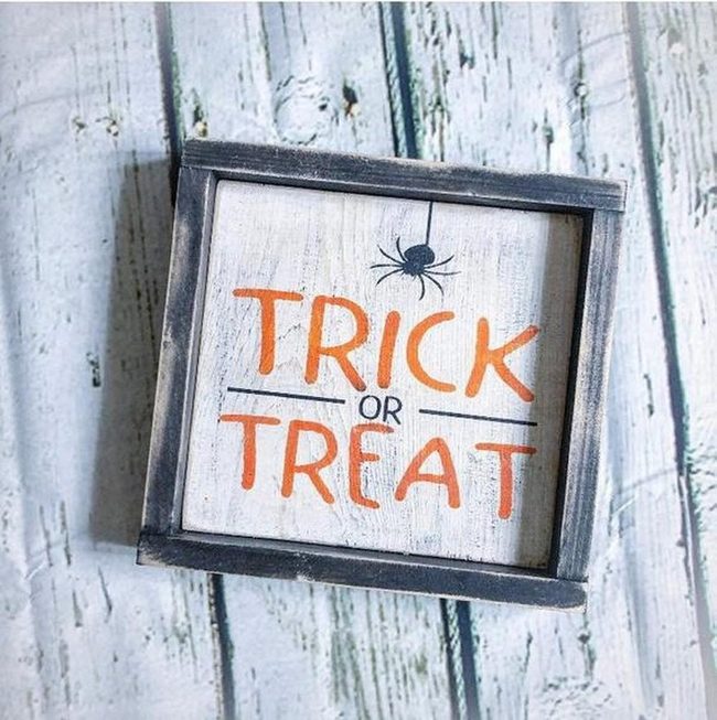 Orange Letters, Black Spider, Whitewashed Wood