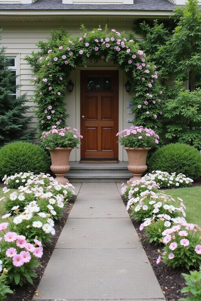 Colorful Flower Beds Greet Guests