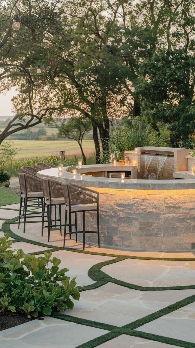 Backyard Fountain Bar Oasis