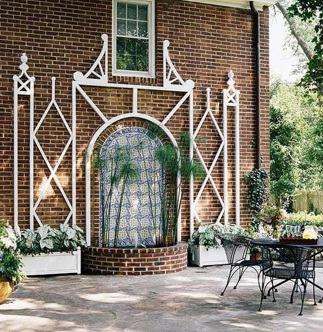 White Climbing Trellis Against Brick