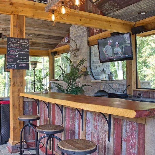Wooden Live Edge Outdoor Bar